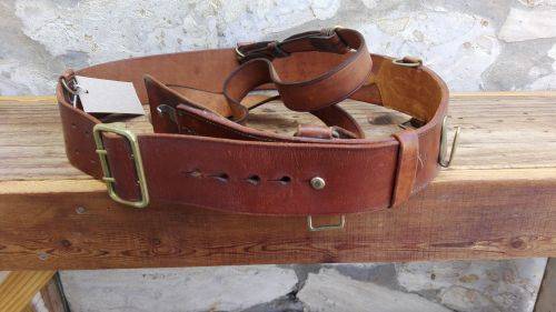 SAM BROWN LEATHER BELT WITH BRASS FITTINGS